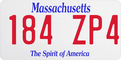 MA license plate 184ZP4