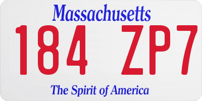 MA license plate 184ZP7