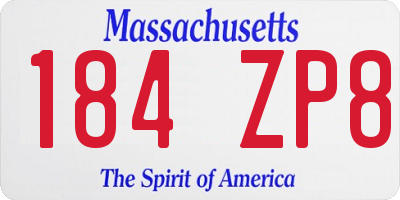 MA license plate 184ZP8