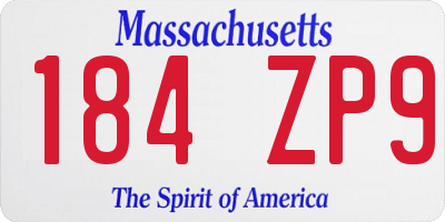 MA license plate 184ZP9