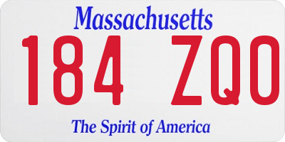 MA license plate 184ZQ0