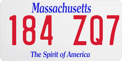 MA license plate 184ZQ7