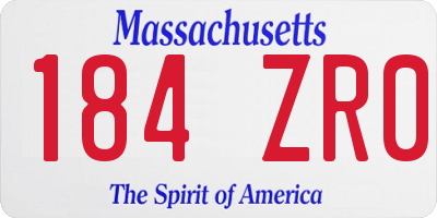 MA license plate 184ZR0