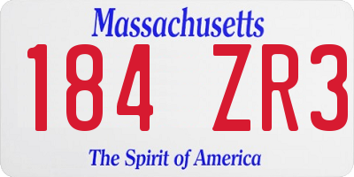 MA license plate 184ZR3