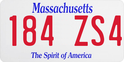 MA license plate 184ZS4