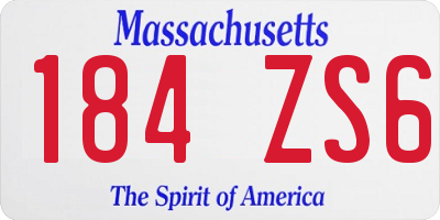 MA license plate 184ZS6