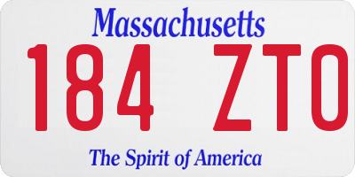 MA license plate 184ZT0