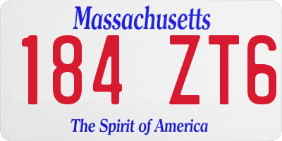 MA license plate 184ZT6