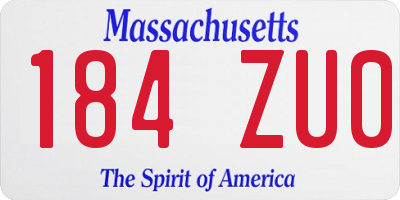 MA license plate 184ZU0