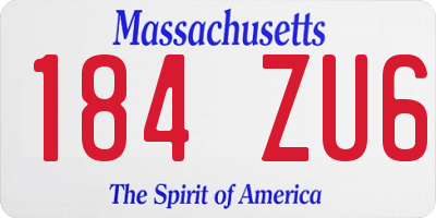 MA license plate 184ZU6