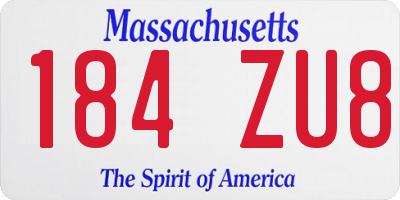 MA license plate 184ZU8