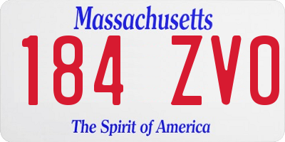 MA license plate 184ZV0