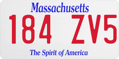 MA license plate 184ZV5