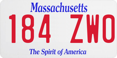 MA license plate 184ZW0