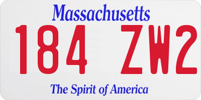 MA license plate 184ZW2