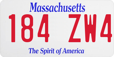 MA license plate 184ZW4
