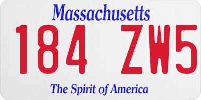 MA license plate 184ZW5