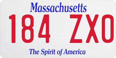MA license plate 184ZX0