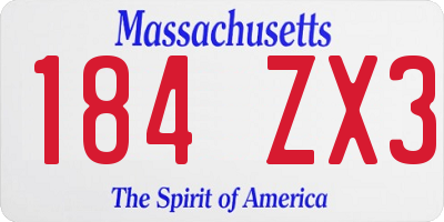 MA license plate 184ZX3