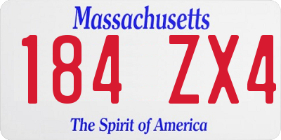 MA license plate 184ZX4