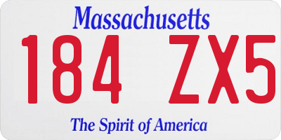 MA license plate 184ZX5