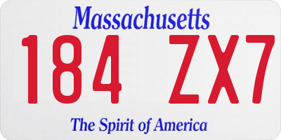MA license plate 184ZX7