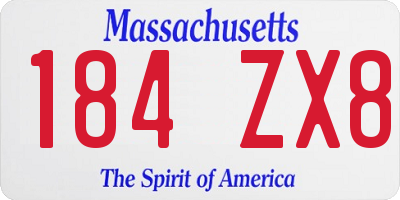 MA license plate 184ZX8
