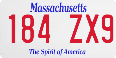 MA license plate 184ZX9