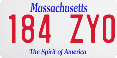 MA license plate 184ZY0