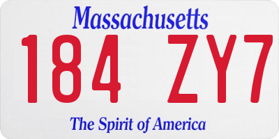 MA license plate 184ZY7