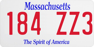 MA license plate 184ZZ3