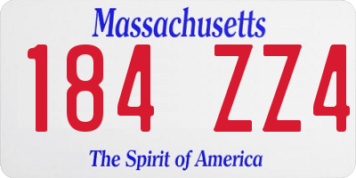 MA license plate 184ZZ4