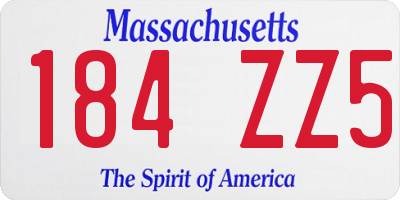 MA license plate 184ZZ5