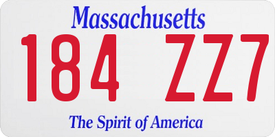 MA license plate 184ZZ7