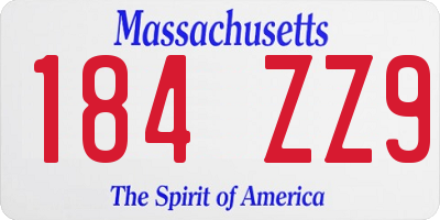 MA license plate 184ZZ9