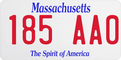 MA license plate 185AA0