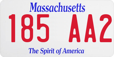 MA license plate 185AA2