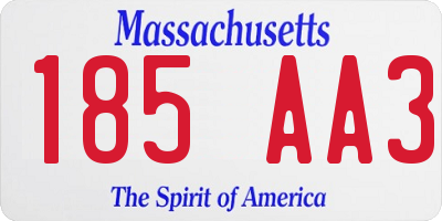 MA license plate 185AA3