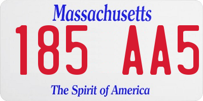 MA license plate 185AA5