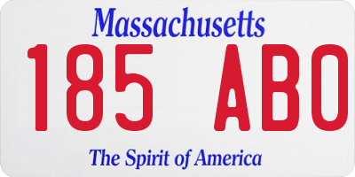 MA license plate 185AB0