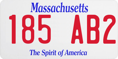 MA license plate 185AB2