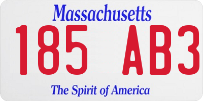 MA license plate 185AB3