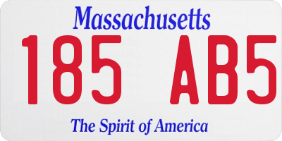 MA license plate 185AB5