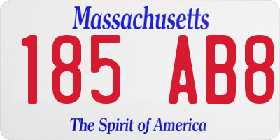 MA license plate 185AB8