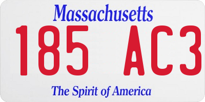 MA license plate 185AC3