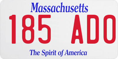 MA license plate 185AD0