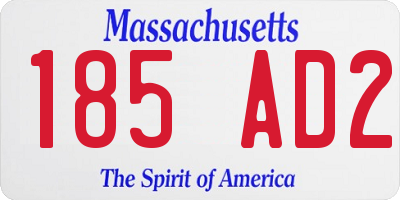 MA license plate 185AD2
