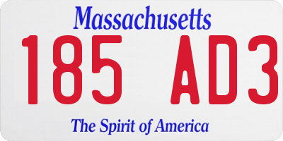 MA license plate 185AD3