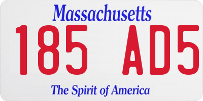 MA license plate 185AD5