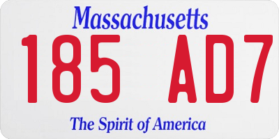 MA license plate 185AD7